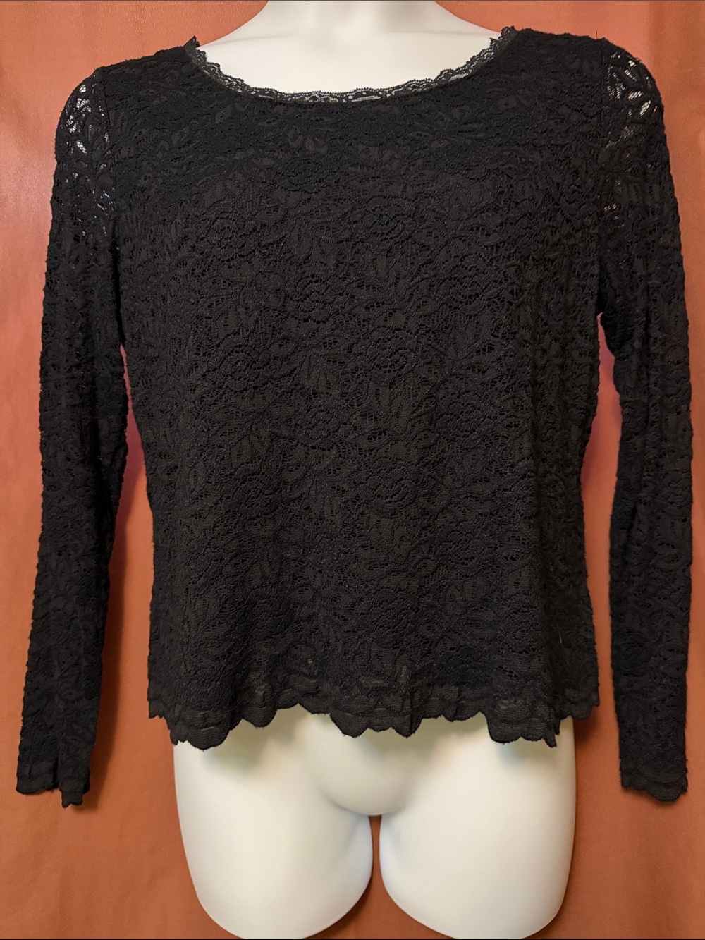 Liz Claiborne Black Lace Long Sleeve Top